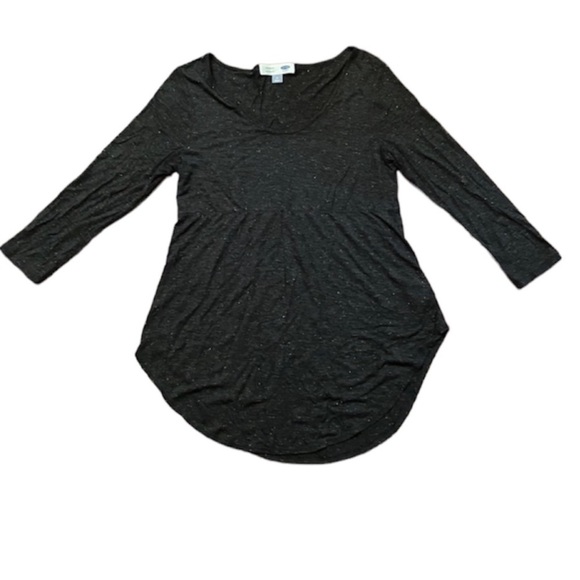 Old Navy charcoal gray maternity scoop neck long sleeved top with silver threads - Picture 2 of 11
